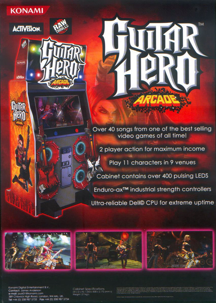 Guitar Hero Arcade Video Game M&P Amusement